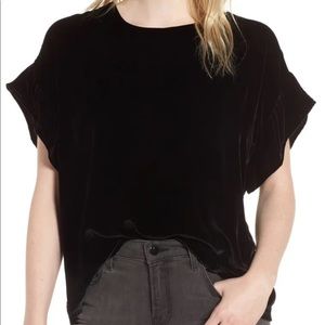 Current/Elliot velvet ruffle sleeve Janie top